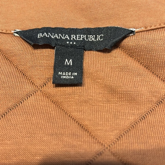 BANANA REPUBLIC Collarless Quilted Style Bomber Length Jacket Pockets, Medium - Picture 3 of 4